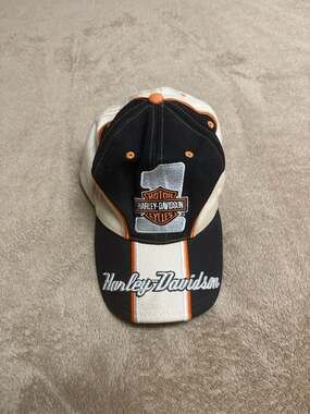 Vintage Harley-Davidson Racing #1 Logo Embroidered Colorblock Baseball Cap